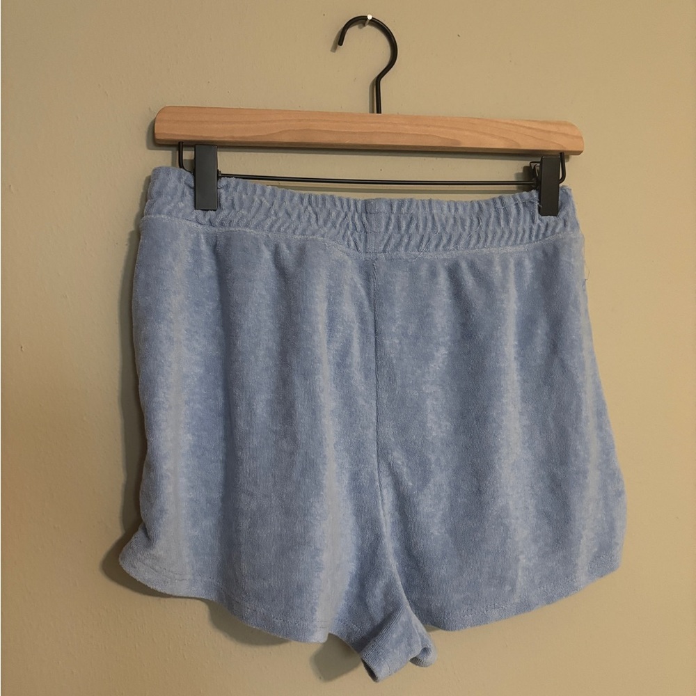 Divided Light Blue Terry Cloth Short Sleeve Top and Shorts Lounge Set - Picture 3 of 4